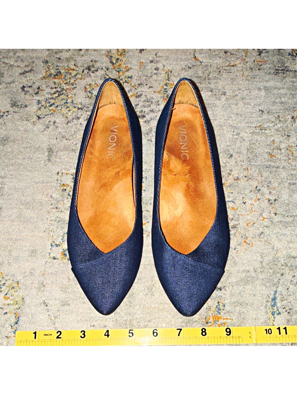 Vionic Women’s Blue Denim Ballet Flats Slip-On Comfort Pointed Toe US 5 M